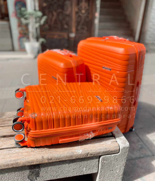 خرید چمدان دبل تو پلی کربنات نرم نارنجی