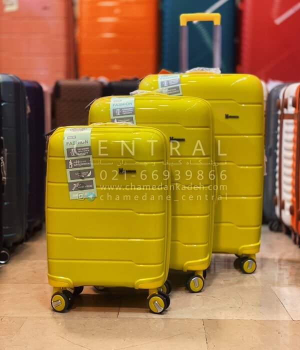 خرید چمدان مونزا پلاس از جنس پلی کربنات نشکن زرد