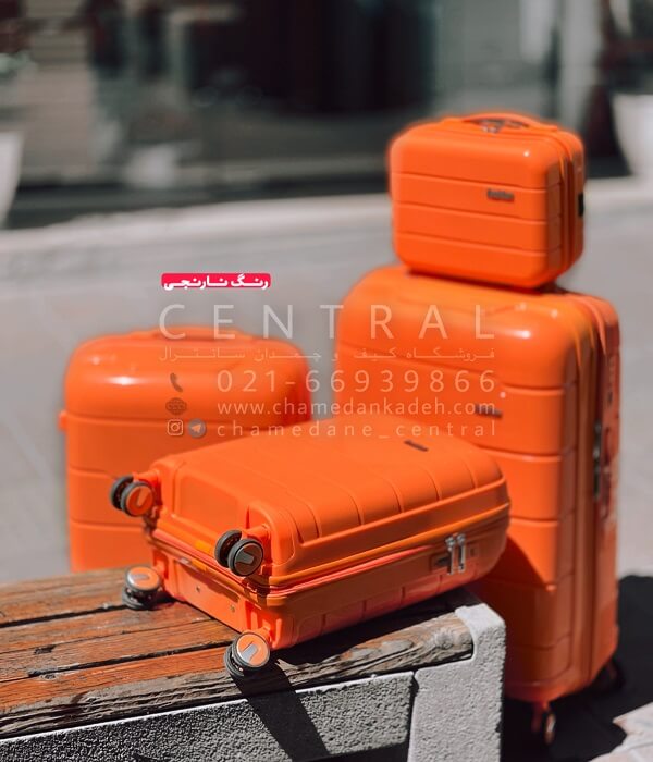 خرید چمدان فشن پرو جنس پلی کربنات نشکن نارنجی