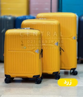 خرید چمدان ویراژ از جنس پلی کربنات نشکن زرد روبرو
